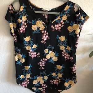 Cold Shoulder Floral Blouse